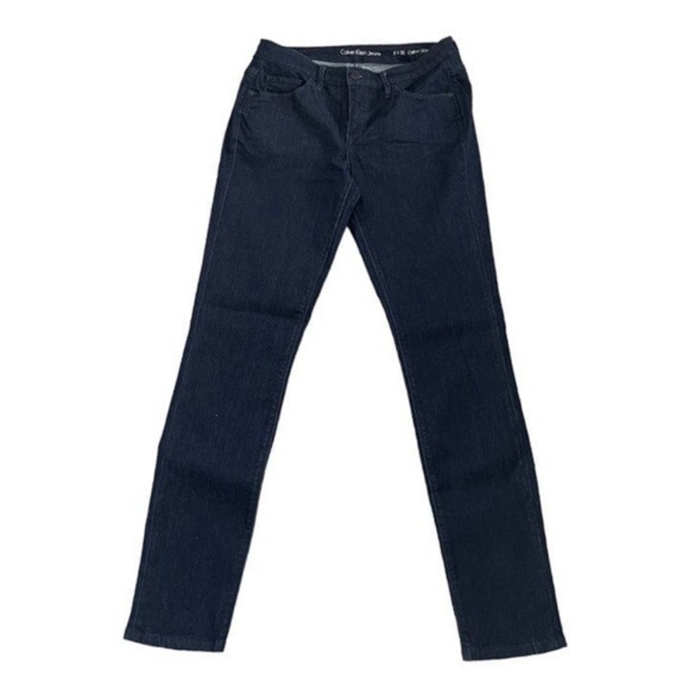 Calvin Klein Womens Dark Blue Curvy Skinny Jeans 8x32 Mid Rise Stretch Denim EXC - Picture 4 of 7
